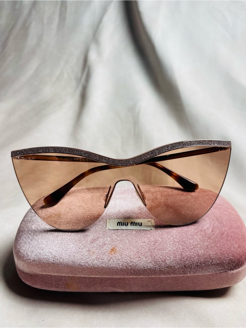 Jimmy Choo Kristen/S 006J/HA Shield Sunglasses – Rose Gold Glitter
